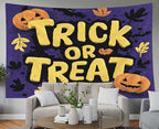 EMMTEEY Halloween Wall Tapestry Trick or Treat Ceiling Tapestry 60X40 Small Wall Art for Bedroom Living Room Fall Backdrop