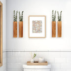 4-Pack Wood Wall Planters with 8 Removable Faux Eucalyptus Stems - Modern Farmhouse Wall Decor for Living Room, Bedroom, Bathroom - Wooden Wall Vases and Fake Eucalyptus for Home Office Decor