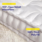 Floor Pillow Large Square Tufted Decorative Cushion 20" x 20" Faux Velvet Fabric Ultra Thick Fill for Kids and Adults, 1 Pack, Ivory