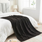 CozeCube Check Knit Throw Blanket, Jet Black Checkered Throw for Couch, Decorative Christmas Soft Cozy Warm Knitted Blanket for Bed Sofa Living Room, 50"X60"
