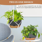 3 Pack Hanging Planters Set, 10 + 10 + 8 Inch Self-Watering Hanging Plant Pot, Macrame Plant Hanger with Pot, Ceiling Hooks, Removable Saucer and Drainage Holes for Indoor, Outdoor Plants - Black