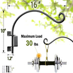 Qiang Ni Plant Hanger Outdoor: 16 Inch Bird Feeder Bracket for Garden Patio Decor - 2 Piece Swivel Adjustable Wall Mount Plant Hook for Hanging Flower Baskets