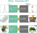 4 Pack 8 Inch Self Watering Hanging Planters for Indoor Outdoor Plants，Hanging Pots for Plants with Drainage Removable Tray, Hanging Baskets Flower Pots for Pothos Garden Porch White with Brown