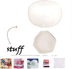 Unstuffed Pouf Foot Stool Round Decorative Leather Ottoman Cushion Storage seat or for Resting Your Feet on, Floor Chair Foot Living Room Bedroom Kids Room and Wedding (White)