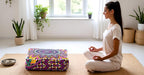 CRAFT KALA Large Hippie Mandala Meditation Floor Ottoman Pillow Cushion Pouf Cover Square Poufs Bohemian Circle Floor Cushion Case Outdoor Fireplace Yoga Living Room Decor Cover New Pink, 18" Square