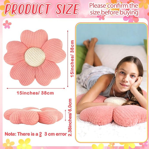 10 Pcs Cute Flower Pillow 15.75 Inch Flower Plush Throw Pillow Aesthetic Decorative Seating Cushion for Spring Back to School First Day of School Sofa Couch Bed Decor(Monochrome,Pink)