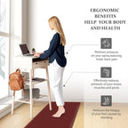 HappyTrends 2 PCS Kitchen Mat Cushioned Anti-Fatigue Floor Mat, Heavy Duty Ergonomic Comfort Foam Standing Mat, Waterproof Non-Slip Kitchen Rugs for Home, Office(17.3"x39"+17.3"x39",Red)