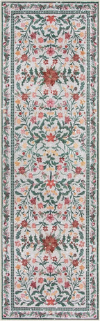 Lahome Christmas Runner Rug for Hallway 2'6'' x 8', Christmas Kitchen Front Porch Decor Carpet Runners 8ft, Botanical Narrow Rugs for Long Front Porch Winter Greenery Holiday Decor
