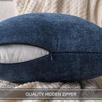 MIULEE Pack of 2 Navy Blue Decorative Pillow Covers 20x20 Inch Soft Chenille Couch Throw Pillows Farmhouse Cushion Covers for Home Decor Sofa Bedroom Living Room