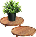 Sieral 2 Pieces Wooden Plant Riser Stands Wood Pedestal Round Acacia Wood Soap Stand Farmhouse Wooden Plant Tray for Indoor Outdoor Home, Garden Patio Decorative, 9.8 Inch Diameter