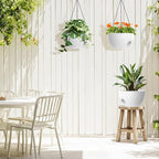 3 Pack 10 Hanging Flower Pots with Chains Self Watering Plastic Planters for Indoor Outdoor Plants, Sturdy Triangular Iron Chain Design for Garden PorchPlastic Hanging Flower pots (3, White)