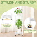 KMOTASUO 2 Tier Plant Stand Indoor for Large Tall Heavy Duty Planter, Multiple Sturdy Metal Flower Corner Rack for Narrow House Floor, Iron Vertical Level Round Orchi Holder Organizer, White