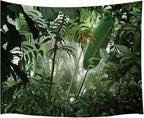 JAWO Green Plant Large Tapestry, Banana Palm Tree Leaves Wall Hanging for Bedroom, Tropical Forest College Dorm Home Decor (90" W x 70" H)