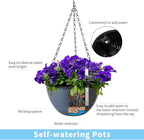 2 Pack 8 Inch Self Watering Hanging Planter for Indoor Outdoor Plants,Self Watering Pots for Indoor Plants,Hanging Pots,Convenient to Maintain,Improved Plant Health