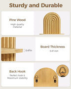 Bamworld Boho Wall Decor Plant Wall Shelf Mid Century Modern Decor Hanging Plant Shelf 2-Tier Wooden Floating Shelves for Home Bathroom Bedroom Living Room Office Holding Planter Decoration Natural