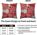 Red Christmas Pillow Covers 18X18 Inch Set of 2, Dahlia Flower Spring Summer Floral Cream Decorative Throw Pillow Covers Outdoor Modern Farmhouse Cushion Case for Home Couch Sofa Bed Decor
