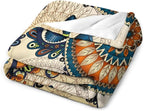 Bohemian Flower Throw Blanket Boho Mandala Floral Flowers Print Pattern Blanket for Sofa Bed Couch Chair Or Dorm 70"x80"