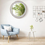 24'' Round Wall Mounted Mirror, Wood Decorative Circle Mirrors, Boho Mirrors with Beaded Frame, Rustic Vanity Mirror, Distressed Mirror for Bathroom, Living Room, Bedroom, Entryway