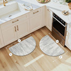KIMODE Kitchen Mats Cushioned Anti Fatigue, 18"x28" Half Round Abstract Kitchen Rugs Sets of 2, Non Slip Waterproof Kitchen Floor Mats, Comfort Standing Mats for Laundry Office Sink Desk Gray