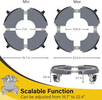 Goovilla Heavy Duty Plant Stand with Wheels, 2Pack Adjustable 15-22 Plant Caddy with Lockable Caster Wheels 440LBS, Rolling Stand/Dolly/Roller for Indoor Outdoor Large Planter, Flower Pot,Gray