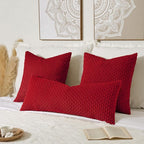 Kevin Textile Valentines 14x36 Inch Long Lumbar 1 Pack Boho Decorative Throw Pillow Cover Soft Striped Corduroy Rectangle Cushion Case Farmhouse Color Accent for Living Room Couch Sofa Bed, Red