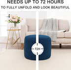 Round Pouf Ottoman 20 x 20 x 14 Inches Boho Poof Home Decor Floor Pouffe Ottoman Foot Rest for Couch Sofa Bean Bag Chairs Living Room Bedroom (Navy)