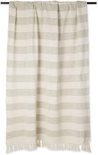 DII Rustic Farmhouse Cotton Cabana Striped Blanket Throw with Fringe, 50 x 60 - Cabana Striped Artichoke