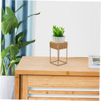 Unomor Boho Wicker Plant Stands Indoor Plant Shelf Small Decorative Tiered Tray for Bonsai Pots Cactus Decorative Pot