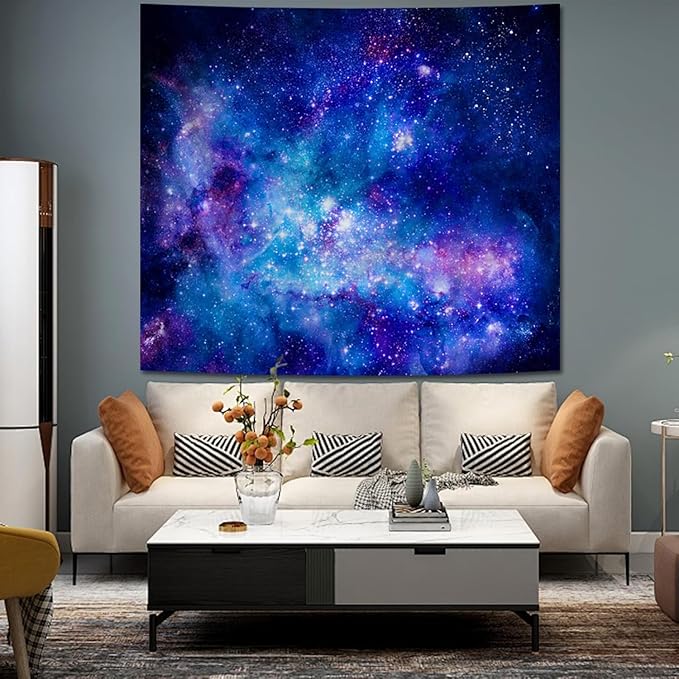 Apdidl Galaxy Space Backdrop Tapestry for Bedroom Aesthetic, Blue Purple Night Starry Sky Stars Universe Ceiling Tapestry, Mysterious Nebula Wall Hanging Room Decor for Living Room Dorm 60'' x 79''