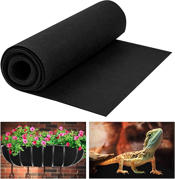 16 x 40 Inch Felt Planter Liner Roll Non-Woven Fabric Coconut Basket Liner Alternative Plant Liner Roll Black Coco Liners Roll Replacement Easy to Cut for Planter Hanging Flower Basket Window Box