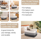 OIAHOMY Large Blanket Basket For Living Room, Rectangle Woven Baskets for Storage, Nursery Toy Storage With Handle-22”x17”x12”-Gradient Dark Grey