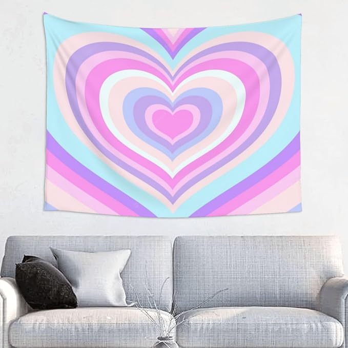 Ochori Bright Heart Neon Tapestry 29x37 In Aesthetic Wall Hanging Decorative Tapestries Cute Preppy Banner For Teen Girl Bedroom College Dorm Home Living Room Party Decor
