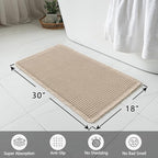 MIULEE Set of 2 Waffle Bathroom Rugs, Boho Bath Rugs Non Slip Washable, Super Absorbent Bath Mats, Ultra Soft Rubber Backed Shower Mats for Bathroom Floor, Tub and Shower, Pale Beige, 18x30 Inch