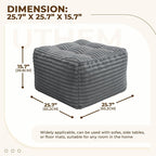 Square Pouf Ottoman, Boho Stuffed Poufs Ottoman with Memory Foam Filled 25.7 x 15.7 inches Modern Corduroy Foot Rest Stool for Living Room,Gray