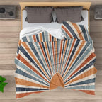 Boho Colorful Sunrise Throws Blankets Abstract Mid Century Modern Throw Blanket Minimalist Sun Boho Leaves Aesthetic Soft Warm Bed Bedding Women Blankets for Couch Bedroom Office 60"x80"