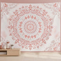 Accnicc Pink Floral Mandala Tapestry Wall Hanging Boho Medallion Tapestry Aesthetic Watercolor Flower Cute Large Tapestries for Bedroom Living Room Dorm Decor 80 x 60 Inch