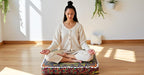 CRAFT KALA Large Hippie Mandala Meditation Floor Ottoman Pillow Cushion Pouf Cover Square Poufs Bohemian Circle Floor Cushion Case Outdoor Fireplace Yoga Living Room Decor Cover New Blue, 16" Square