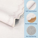 GarveeHome 5x7 Scalloped Area Rug Beige Neutral Washable Rugs for Living Room Bedroom, Soft Low Pile Non Slip Accent Floor Mat Solid Floral Print Throw Rug Farmhouse Indoor Carpet for Dorm Playroom