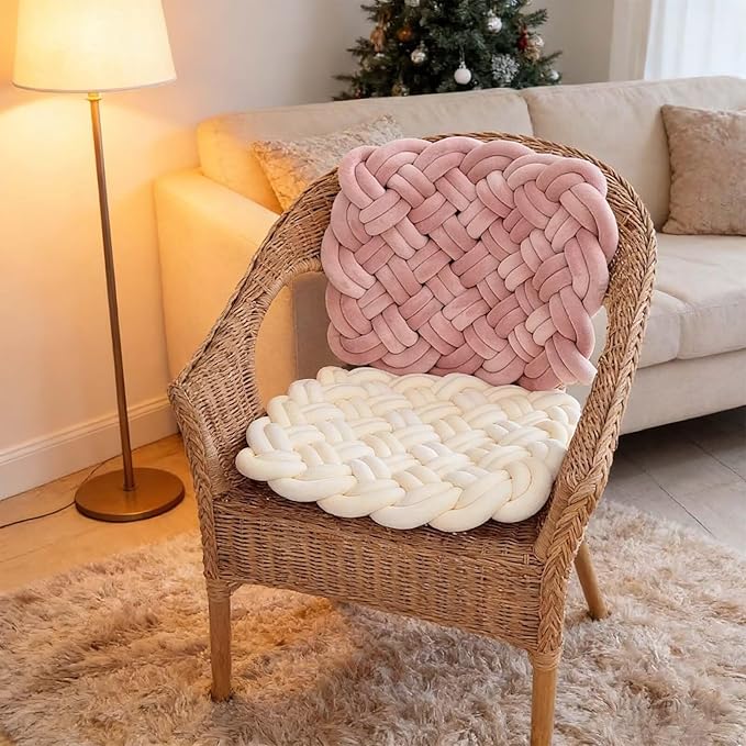 Knot Floor Seat Cushions 19 x 15 Inch Handmade Knotted Meditation Cushion for Bedroom Reading Room Balcony Sofa Decor Brown