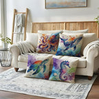 Marine Life Throw Pillow Case Turtle Octopus Seahorse Whale Decorative Pillowcases Coastal Ocean Cushion Covers 18 X 18 Inch,4Pack Nautical Pillow Covers for Summer Beach House Decor(Purple/Blue)