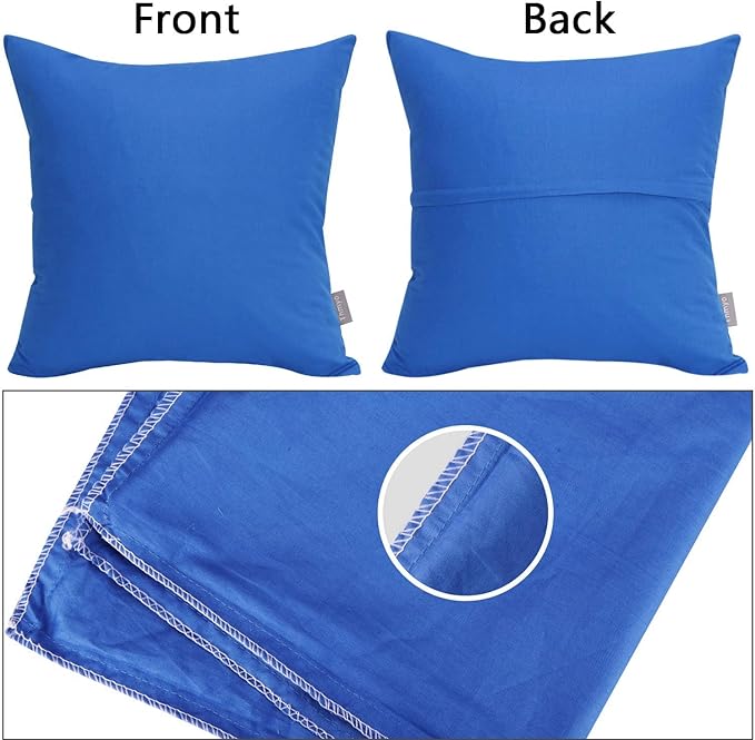 4-Pack 100% Cotton Comfortable Solid Decorative Throw Pillow Case,Thmyo Square Cushion Cover Pillowcase Sublimation Blank Pillow Covers DIY Throw Pillowcase for Sofa Bedroom(24x24 inch/ 60x60cm,Blue)