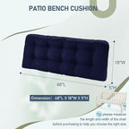 downluxe Outdoor Bench Cushion for Patio Furniture, Water Resistant Tufted Overstuffed Porch Swing Cushions, Thick Outdoor Loveseat Cushions, 48" X 18" X 5", Navy, Set of 1