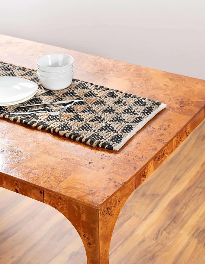 Unique Loom Chindi Jute Collection Area Rug (1' 2" x 8' Table Runner, Black/ Natural)