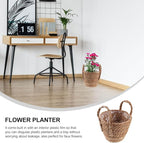 Zerodeko Seagrass Planter Basket Straw Plant Baskets Woven Basket Flower Plant Pot Wicker Plant Containers with Plastic Liner for Indoor Plants Laundry Room 16cm Khaki