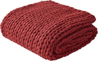 Madison Park Boho Throw Blanket, Soft Blanket Handmade Gift Home Decor, Lightweight & Breathable All Seasons Spring Chunky Knit Blanket, Knitted Throw for Couch, Bed Blanket, 50"x60" Red