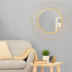 Gold Circle Mirror Wall Decorative Metal Wall Mirror, Art Small Round Wall Home Mirror, Decor Living Room Bedroom Bathroom Entryway 24" x 24"