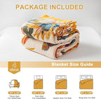 Boho Throw Blanket for Bed 90"x90", 100% Soft Cotton Bohemian Blankets with Rustic Floral Printed Decor, Spring Throw Blanket for Couch Cozy Breathable King Size All Season