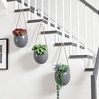 Set of 3 Ceramic Hanging Planters for Small Plants & Artificial Greenery, Wall Decor for Bathroom Living Room Bedroom Home Office Corridors