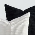 Topfinel 4 Packs Black and White Decorative Throw Pillow Covers 16x16 Inch for Living Room Couch Bed Sofa, Boho Western Farmhouse Home Decor, Square Soft Moss Corduroy Fall Cushion Case 40x40 cm