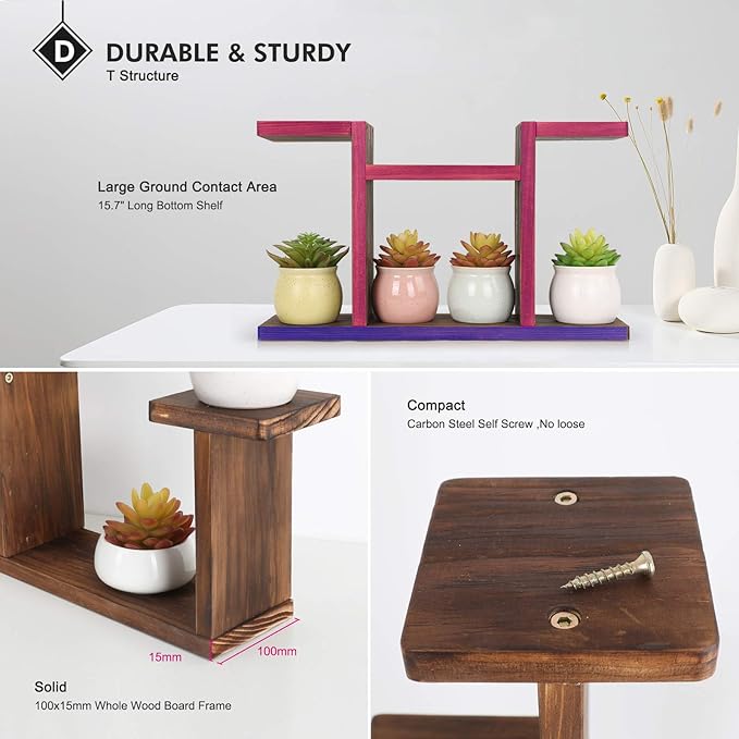 Wood Desktop Plant Stand Indoor - Windowsill Plant Shelf Small Tabletop Plant Holder, Flower Display Rack for Succulent Herb in Living Room Office 6 Tiers